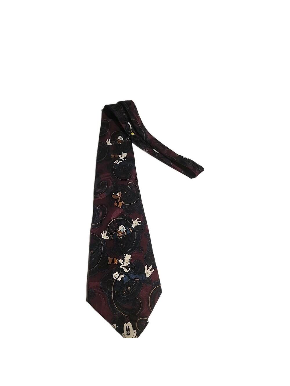 Vintage The Disney Store 100% Silk Tie, Mickey Mouse Goofy & Pluto